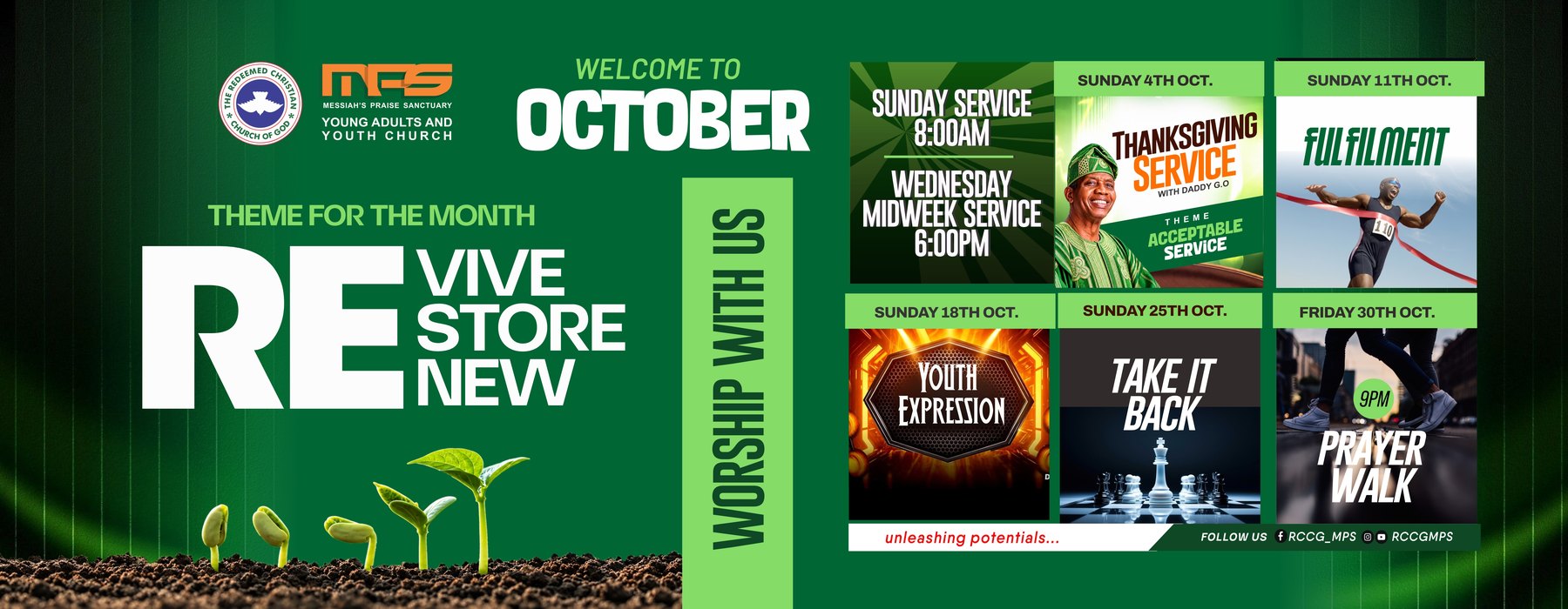 RCCG Messiah's Praise Sanctuary — church programs for the month of October